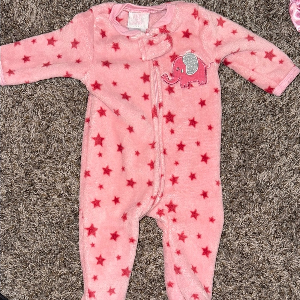 Charming Pink and Red Footies with Heart Pattern